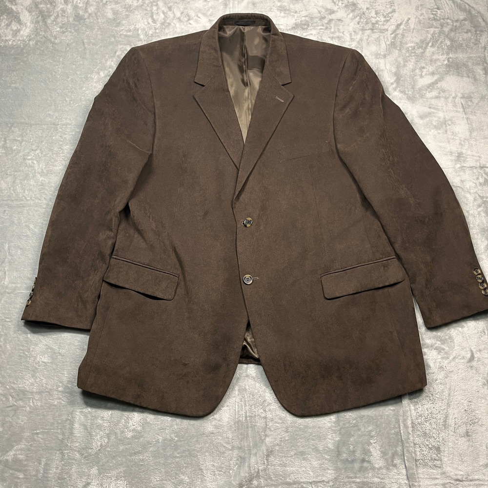 Andrew Fezza Sport Coat Mens Brown Microfiber 2-Button Blazer Jacket 46L